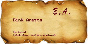 Bink Anetta névjegykártya